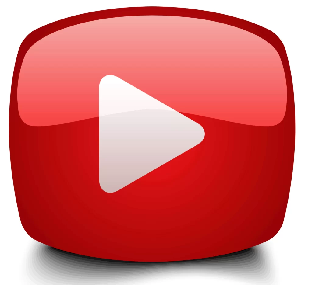 The YouTube logotype. Red with a play-icon pointing to the right, white background.